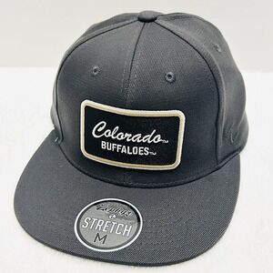 Zephyr Colorado Buffaloes Script Flat Hat Cap Stretch Flex‎ Medium Charcoal NCAA
